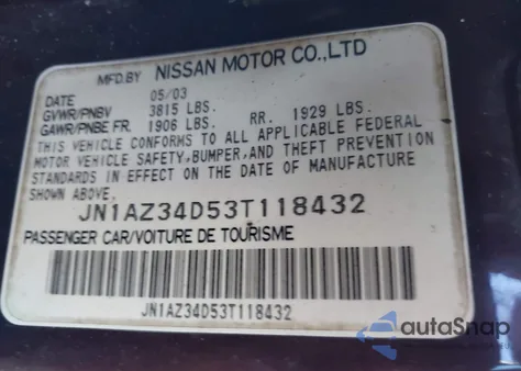 2003 Nissan 350Z Enthusiast from USA, damaged, VIN JN1AZ34D53T118432